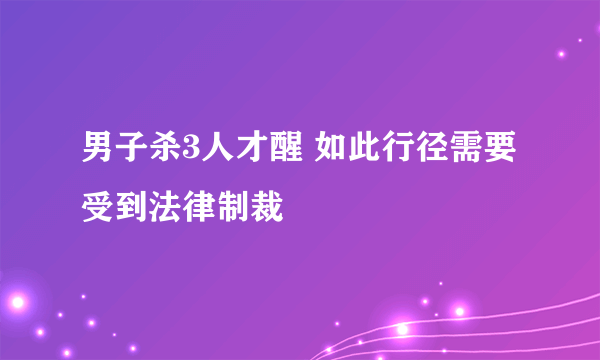 男子杀3人才醒 如此行径需要受到法律制裁