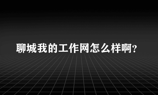 聊城我的工作网怎么样啊？