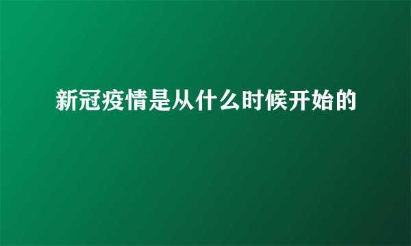 新冠疫情是从什么时候开始的