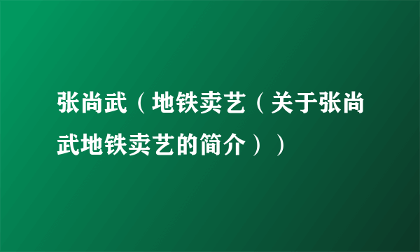 张尚武（地铁卖艺（关于张尚武地铁卖艺的简介））