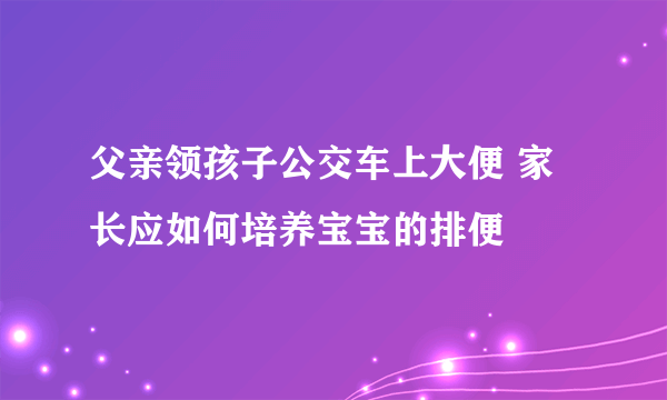 父亲领孩子公交车上大便 家长应如何培养宝宝的排便