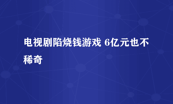 电视剧陷烧钱游戏 6亿元也不稀奇