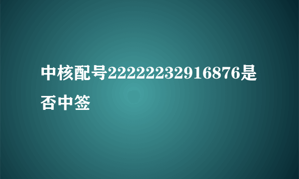 中核配号22222232916876是否中签