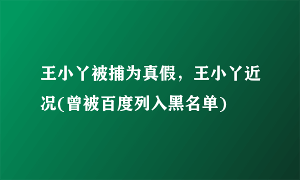 王小丫被捕为真假，王小丫近况(曾被百度列入黑名单) 