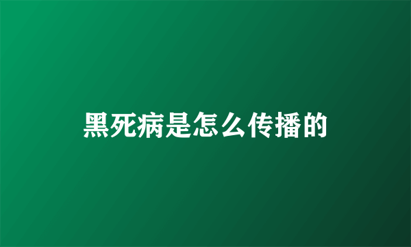 黑死病是怎么传播的