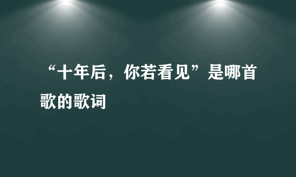 “十年后，你若看见”是哪首歌的歌词