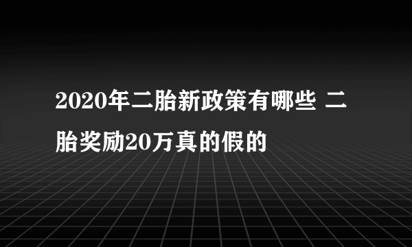 2020年二胎新政策有哪些 二胎奖励20万真的假的