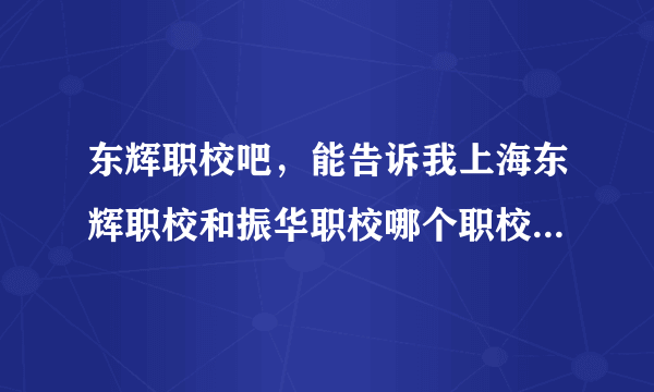 东辉职校吧，能告诉我上海东辉职校和振华职校哪个职校好啊 谢谢