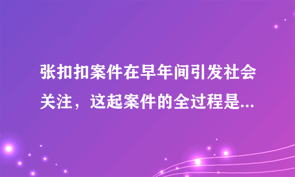 张扣扣案件在早年间引发社会关注，这起案件的全过程是怎样的？