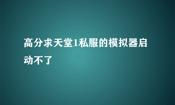 高分求天堂1私服的模拟器启动不了