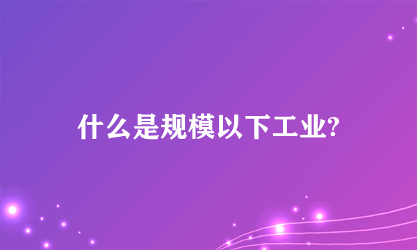 什么是规模以下工业?