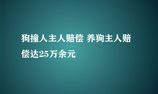 狗撞人主人赔偿 养狗主人赔偿达25万余元