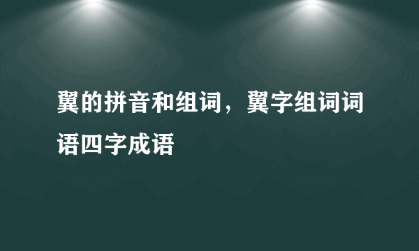 翼的拼音和组词，翼字组词词语四字成语