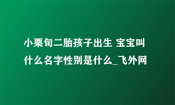 小栗旬二胎孩子出生 宝宝叫什么名字性别是什么_飞外网