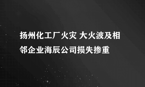 扬州化工厂火灾 大火波及相邻企业海辰公司损失掺重