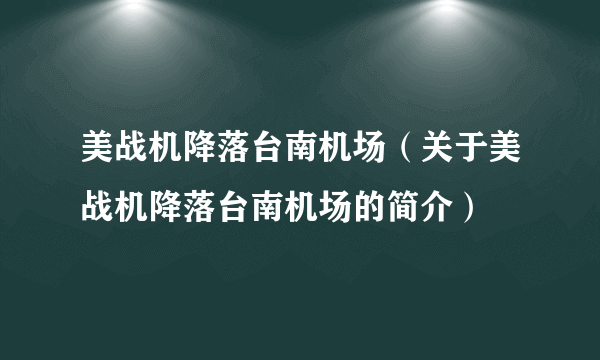 美战机降落台南机场（关于美战机降落台南机场的简介）