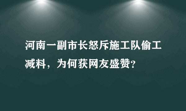 河南一副市长怒斥施工队偷工减料，为何获网友盛赞？