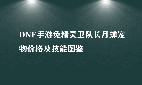 DNF手游兔精灵卫队长月蝉宠物价格及技能图鉴