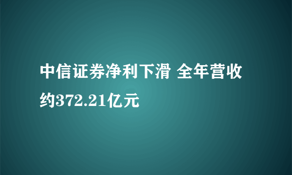 中信证券净利下滑 全年营收约372.21亿元