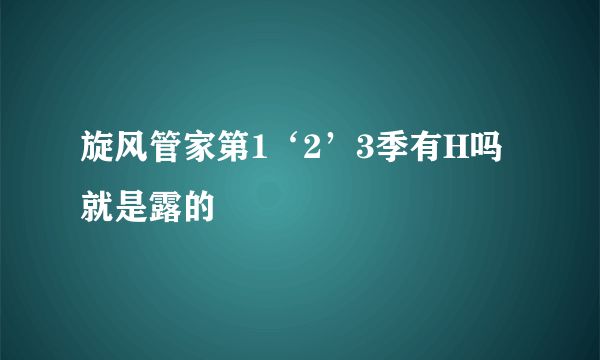 旋风管家第1‘2’3季有H吗就是露的