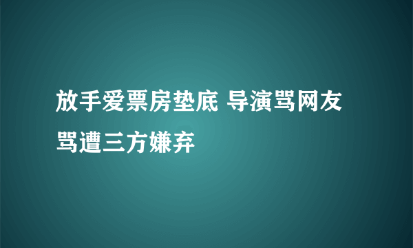 放手爱票房垫底 导演骂网友骂遭三方嫌弃