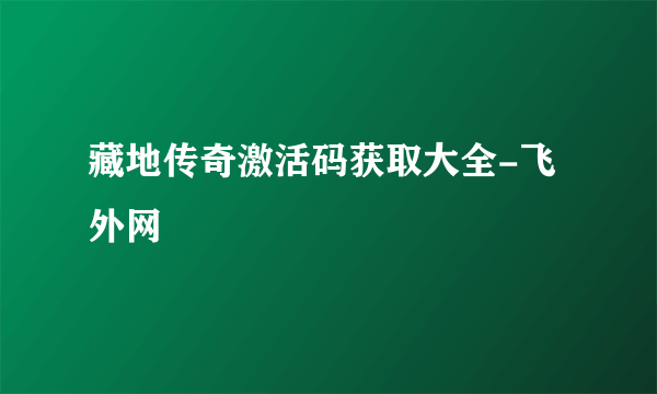 藏地传奇激活码获取大全-飞外网