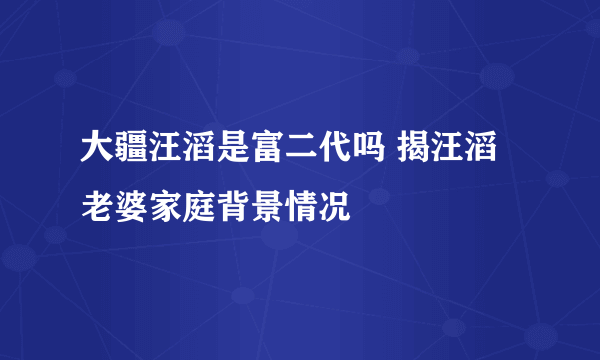 大疆汪滔是富二代吗 揭汪滔老婆家庭背景情况