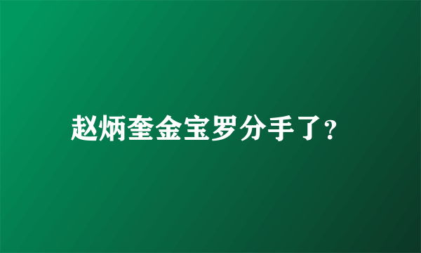 赵炳奎金宝罗分手了？