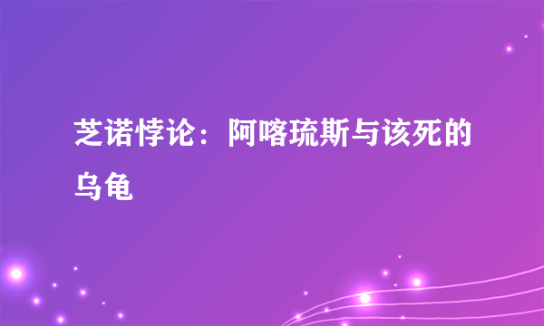 芝诺悖论：阿喀琉斯与该死的乌龟