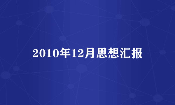 2010年12月思想汇报