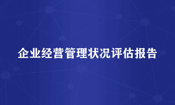 企业经营管理状况评估报告