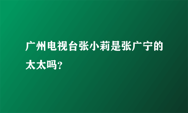 广州电视台张小莉是张广宁的太太吗？