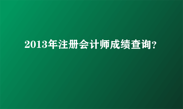 2013年注册会计师成绩查询？