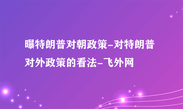 曝特朗普对朝政策-对特朗普对外政策的看法-飞外网