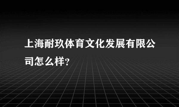 上海耐玖体育文化发展有限公司怎么样？