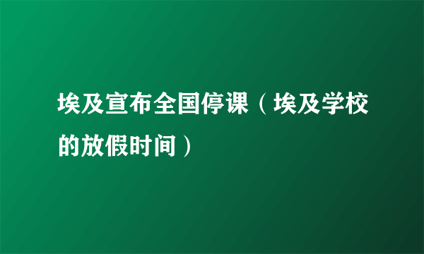 埃及宣布全国停课（埃及学校的放假时间）