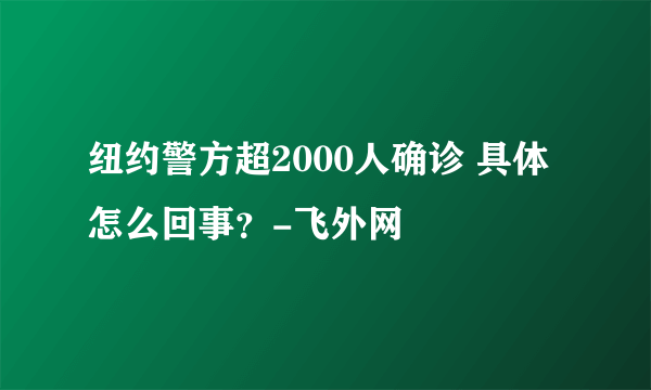 纽约警方超2000人确诊 具体怎么回事？-飞外网