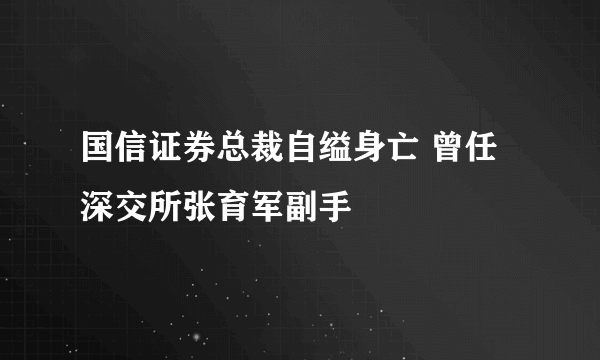 国信证券总裁自缢身亡 曾任深交所张育军副手