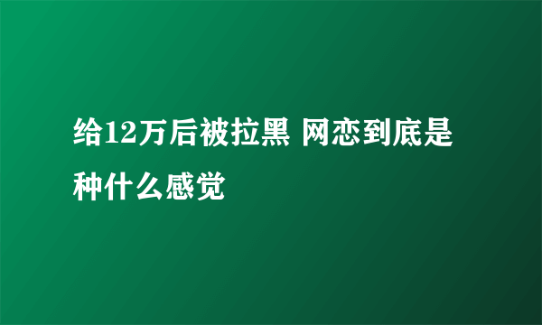 给12万后被拉黑 网恋到底是种什么感觉