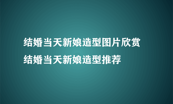 结婚当天新娘造型图片欣赏 结婚当天新娘造型推荐