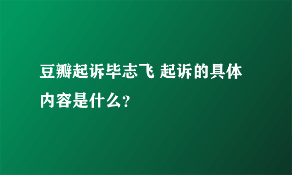 豆瓣起诉毕志飞 起诉的具体内容是什么？