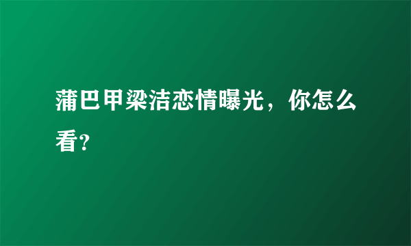 蒲巴甲梁洁恋情曝光，你怎么看？