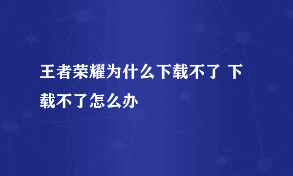 王者荣耀为什么下载不了 下载不了怎么办