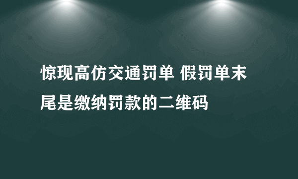 惊现高仿交通罚单 假罚单末尾是缴纳罚款的二维码