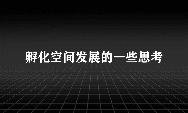 孵化空间发展的一些思考