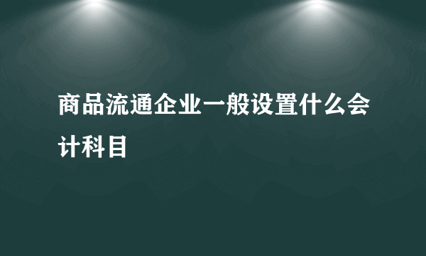 商品流通企业一般设置什么会计科目