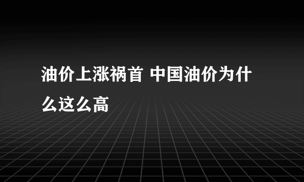 油价上涨祸首 中国油价为什么这么高