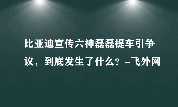 比亚迪宣传六神磊磊提车引争议，到底发生了什么？-飞外网