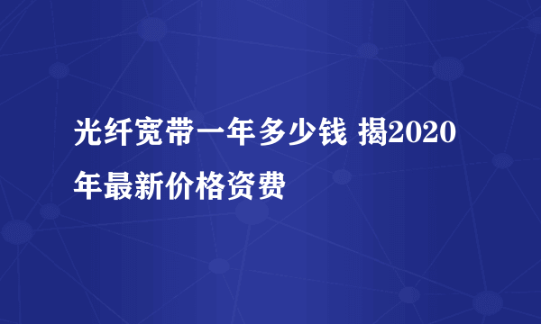 光纤宽带一年多少钱 揭2020年最新价格资费