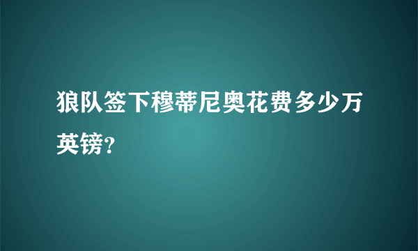 狼队签下穆蒂尼奥花费多少万英镑？